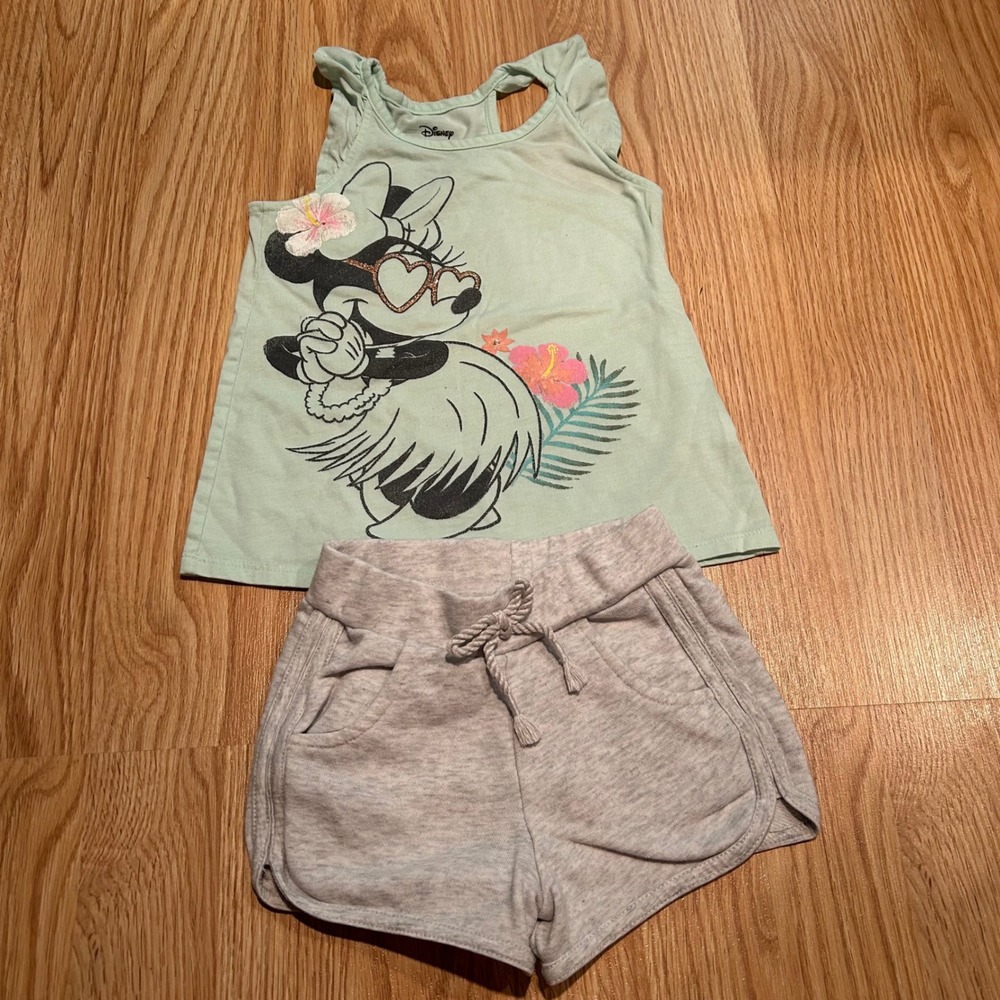 Disney Jumping Beans Minnie Mouse Tank Top and Garanimals Shorts Set Girls 3T